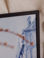 Antique Framed Blue & White Plaque (Dated 1890)