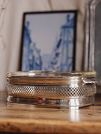 Silver Plate Serving Dish Stand with Pyrex Insert