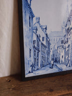 Antique Framed Blue & White Plaque (Dated 1890)