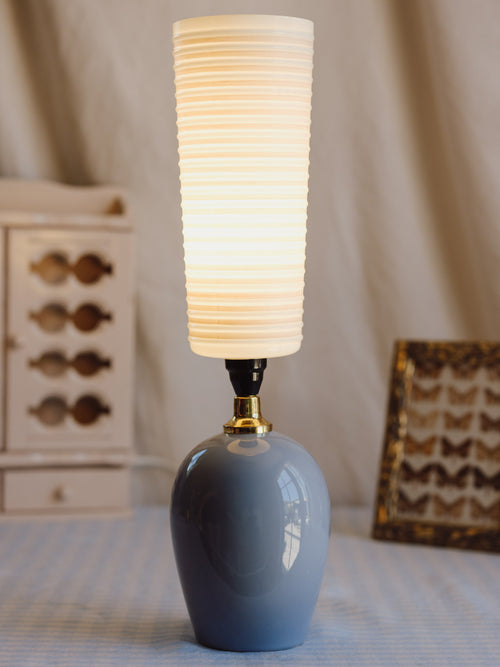 Mid-Century Lilac Base Lamp with Glass Shade