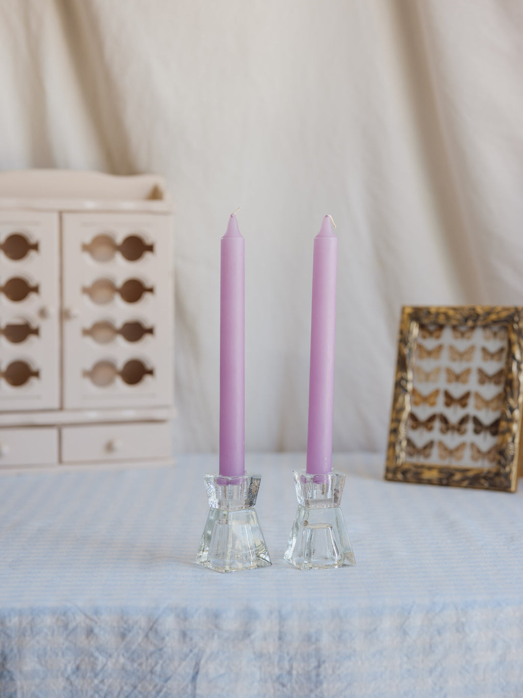 Vintage Reversible Glass Candle Holders (Pair)
