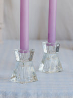 Vintage Reversible Glass Candle Holders (Pair)