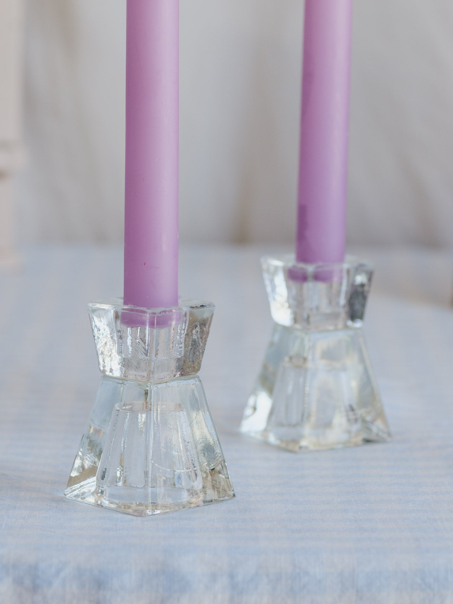 Vintage Reversible Glass Candle Holders (Pair)