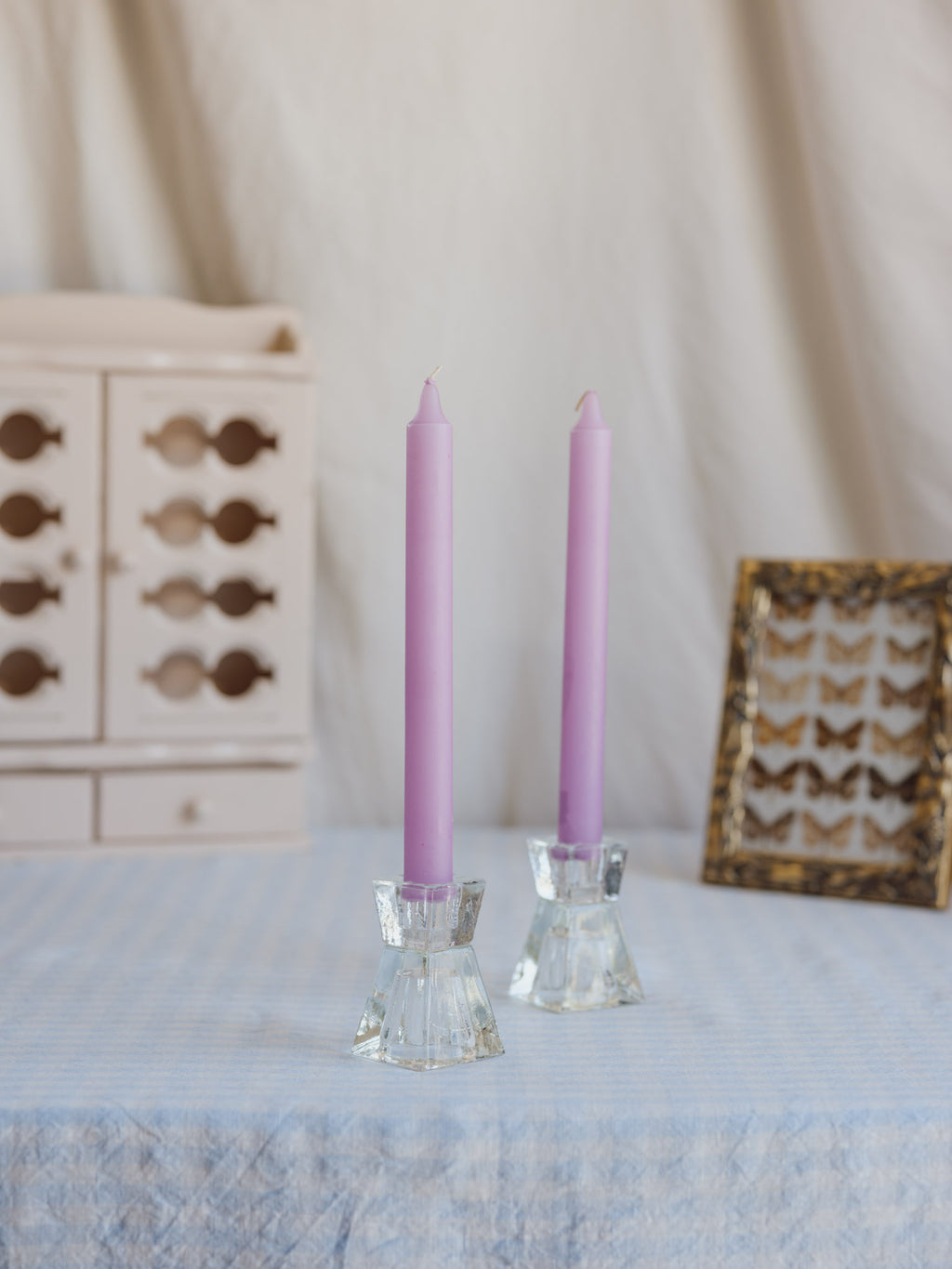 Vintage Reversible Glass Candle Holders (Pair)