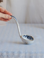 Antique Blue & White Gilded Transferware Ladle