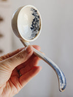Antique Blue & White Gilded Transferware Ladle
