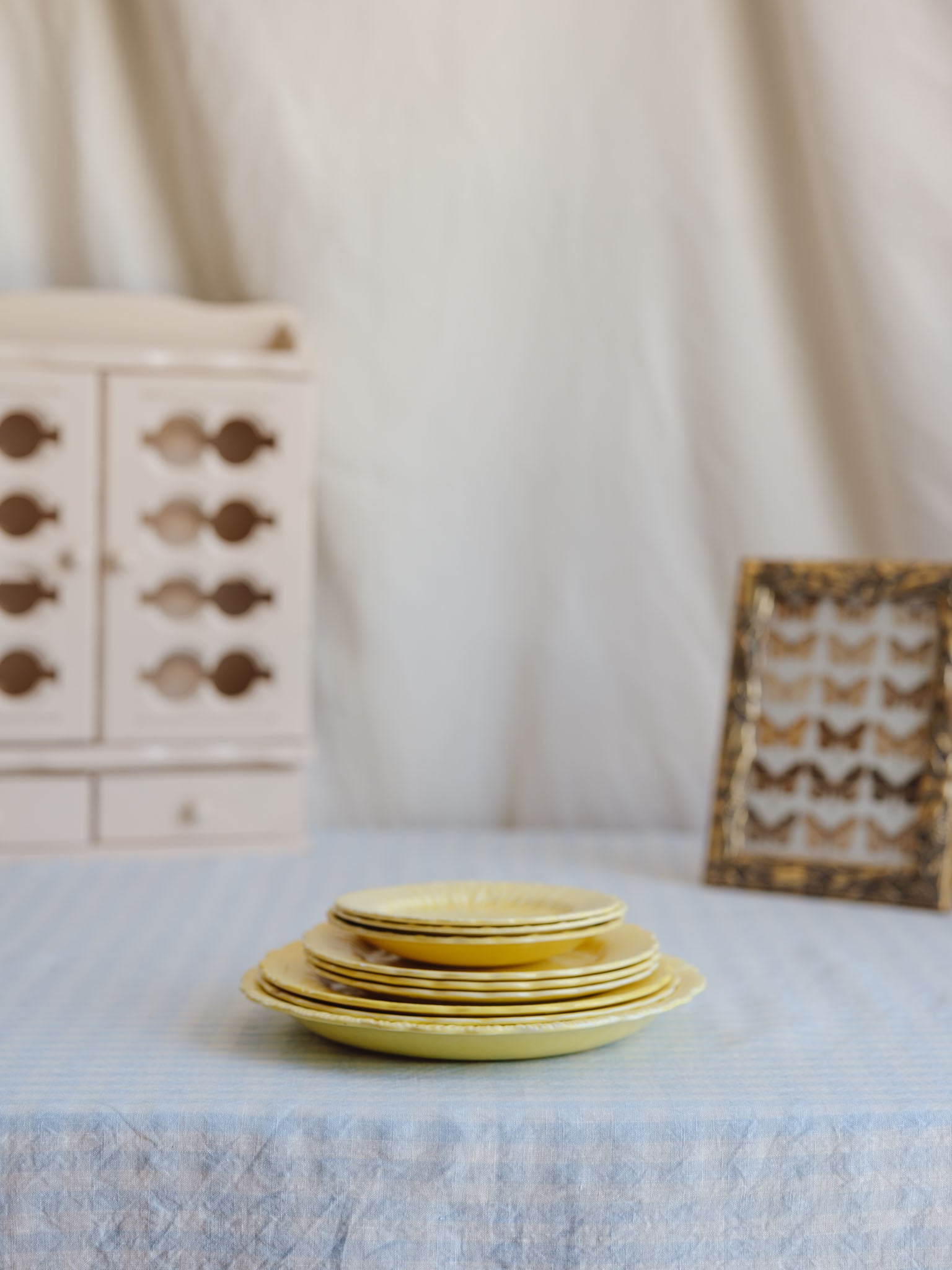 Set of 9 Vintage Crown Ducal Yellow Plates (c. 1930s)