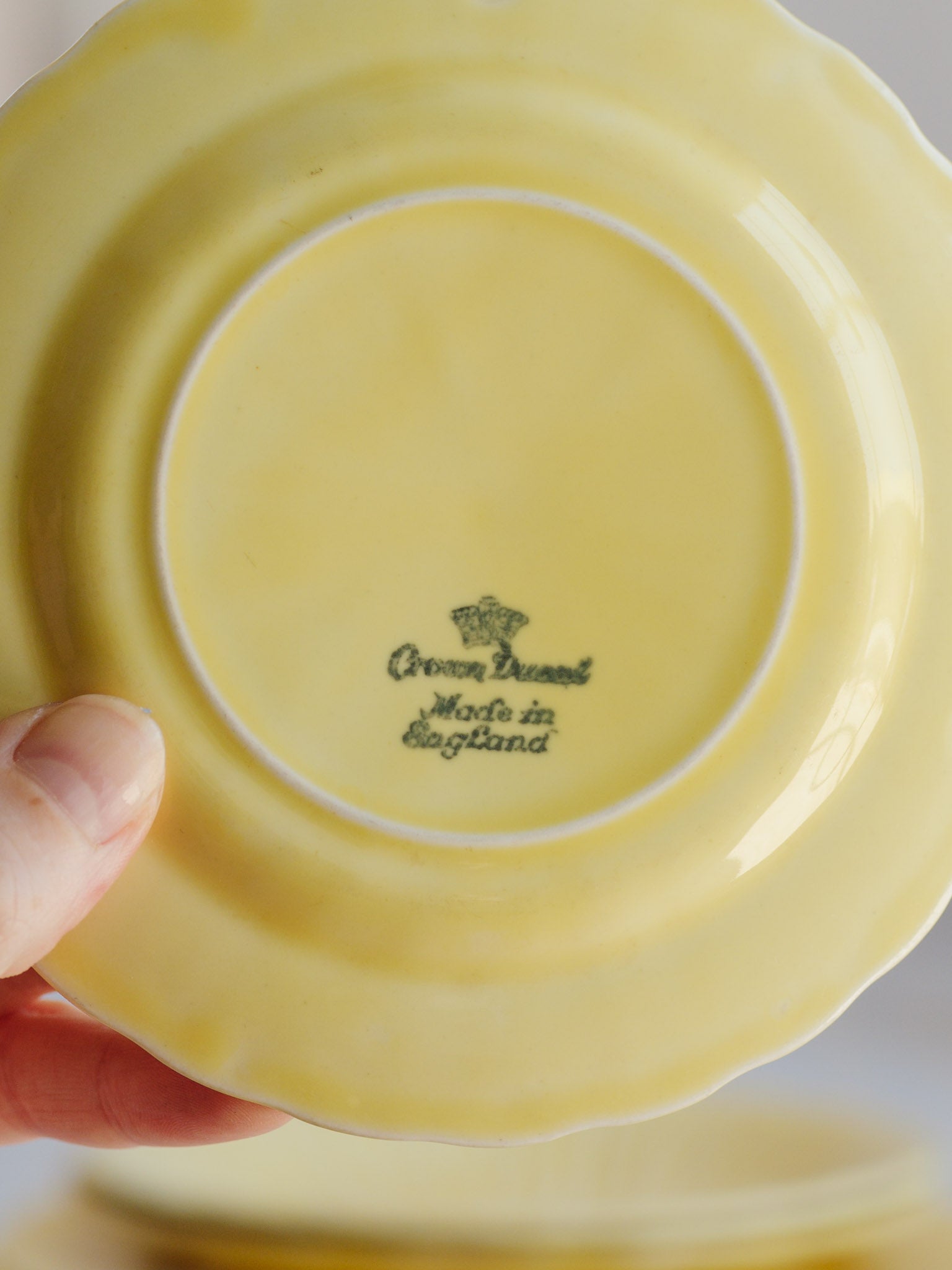 Set of 9 Vintage Crown Ducal Yellow Plates (c. 1930s)