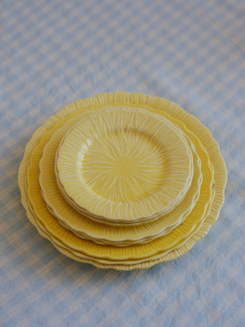Set of 9 Vintage Crown Ducal Yellow Plates (c. 1930s)