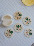 Vintage Stone Coasters with Semi-Precious Inlay (Set of 5)