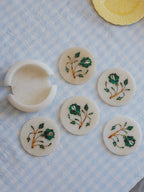 Vintage Stone Coasters with Semi-Precious Inlay (Set of 5)