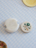 Vintage Stone Coasters with Semi-Precious Inlay (Set of 5)