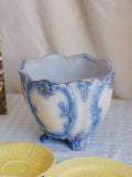 Vintage Flow Blue & White Footed Planter
