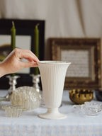 Vintage Wedgwood Ribbed Vase w Original Flower Frog Insert