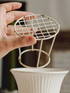 Vintage Wedgwood Ribbed Vase w Original Flower Frog Insert