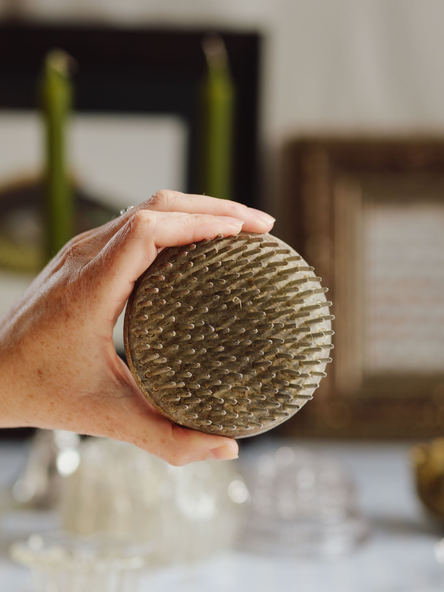 Vintage Circular Metal Flower Frog (10.2cm)