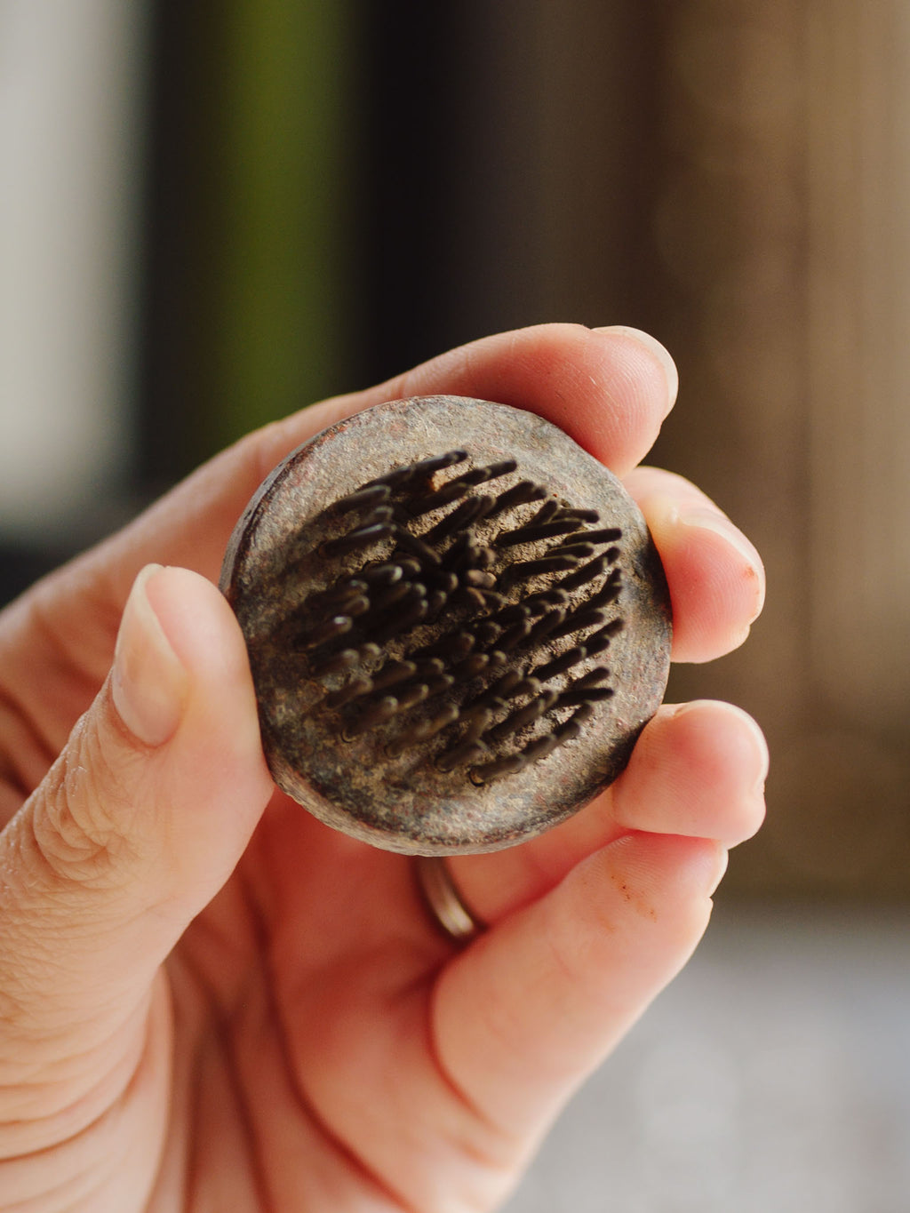 Vintage Small Round Metal Pin Flower Frog (NZ Patent)