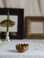 Vintage Hand-Beaten Brass Trinket Bowl - Scalloped Edge & Patina