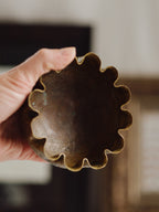 Vintage Hand-Beaten Brass Trinket Bowl - Scalloped Edge & Patina