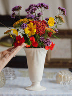 Vintage Wedgwood Ribbed Vase w Original Flower Frog Insert