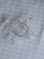 Vintage Cross Shape Glass Flower Frog (14.5cm) - Art Deco Style