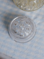 Vintage Ribbed Glass Flower Frog with Feet - 10cm