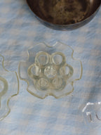 Vintage Small Hexagon Glass Flower Frog (8.8cm)