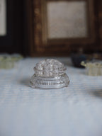 Vintage Ribbed Glass Flower Frog with Feet - 10cm