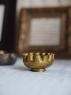 Vintage Hand-Beaten Brass Trinket Bowl - Scalloped Edge & Patina