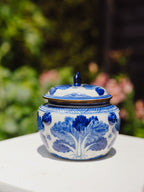 Antique Chinese Blue & White Porcelain Kamcheng Jar - Bok Choy & Bees