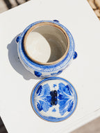 Antique Chinese Blue & White Porcelain Kamcheng Jar - Bok Choy & Bees